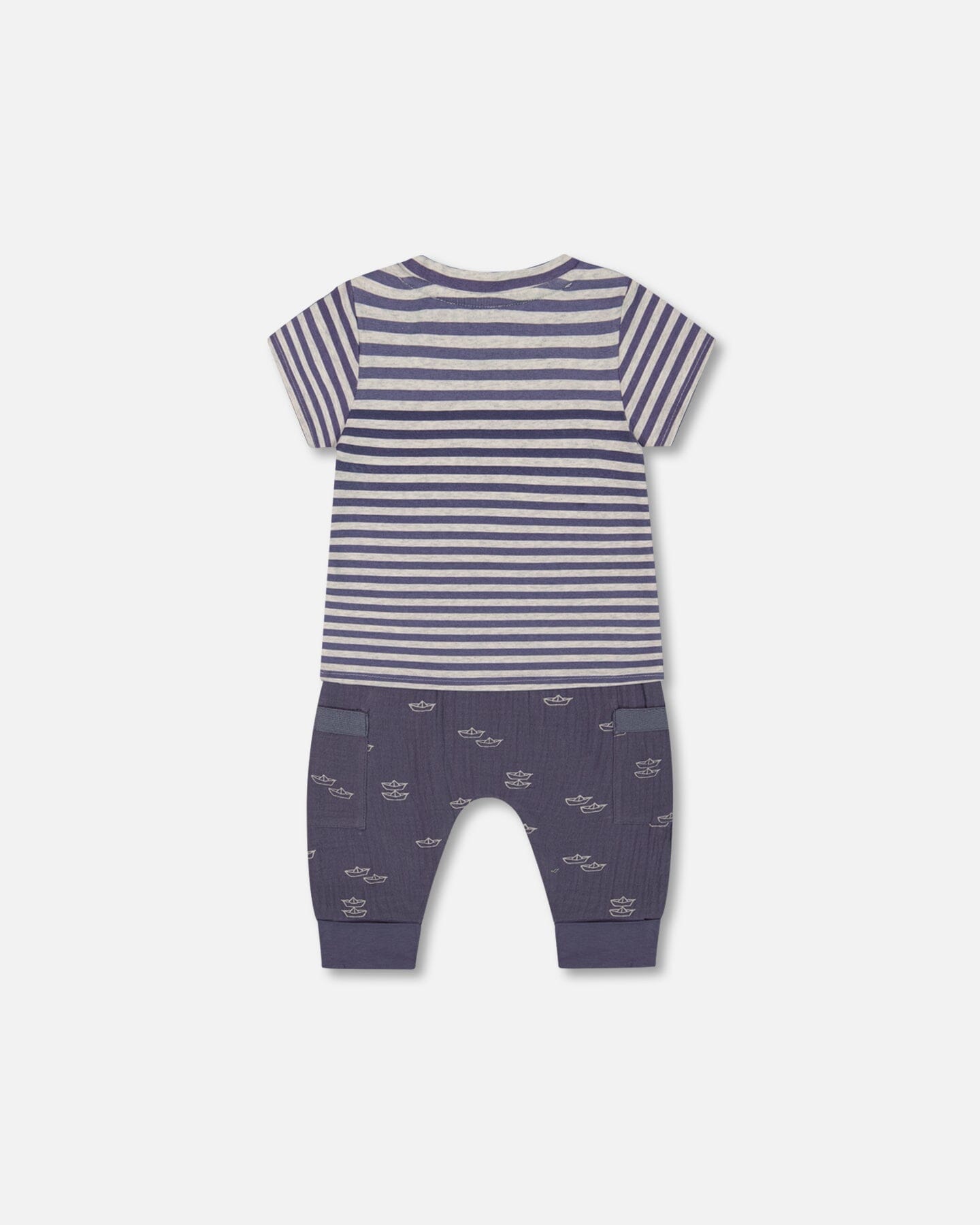 Organic Cotton Top And Muslin Pant Set Striped Navy