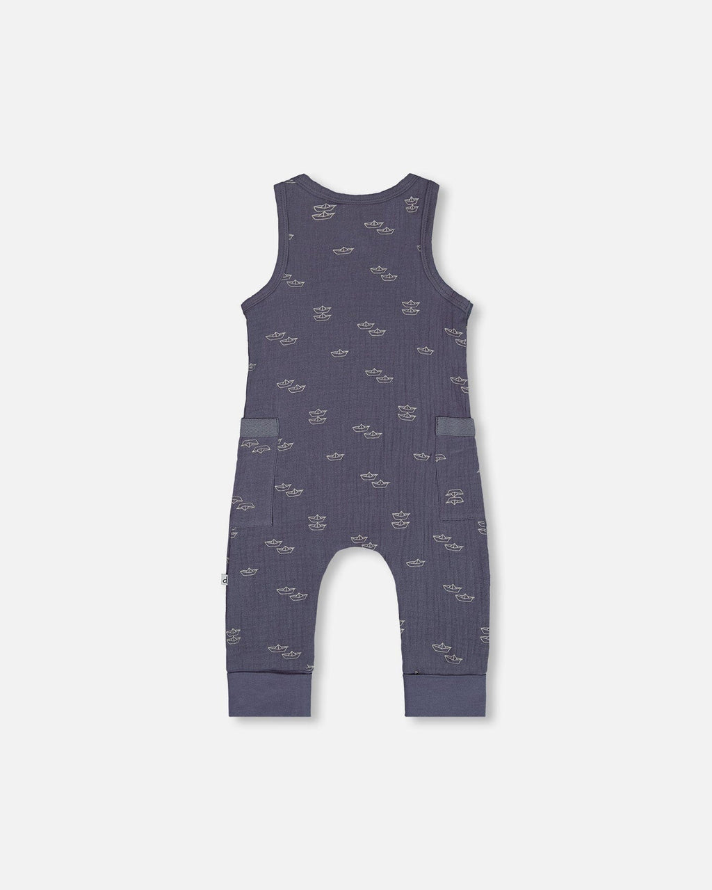 Printed Muslin One-Piece Jumpsuit Navy Blue Paper Boats