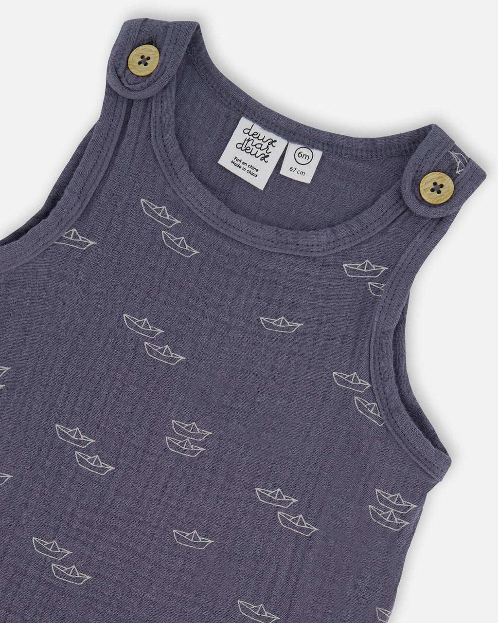 Printed Muslin One-Piece Jumpsuit Navy Blue Paper Boats