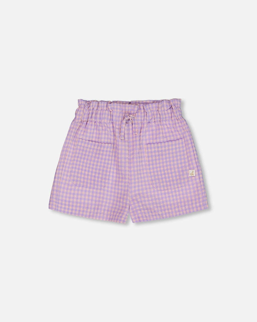 Printed Gingham Short Lilac And Pink
