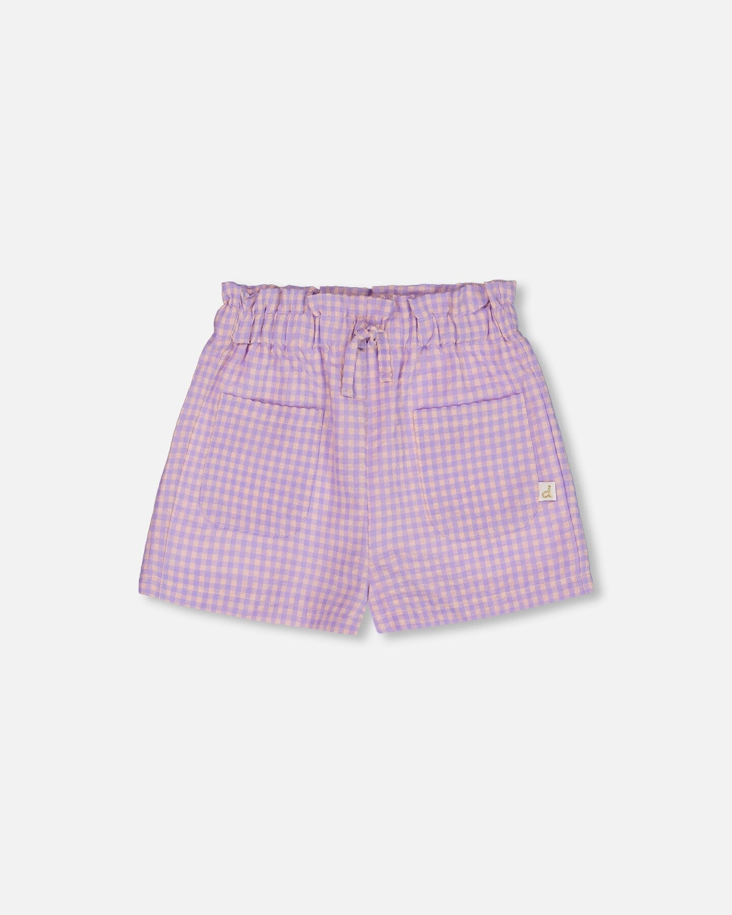 Printed Gingham Short Lilac And Pink