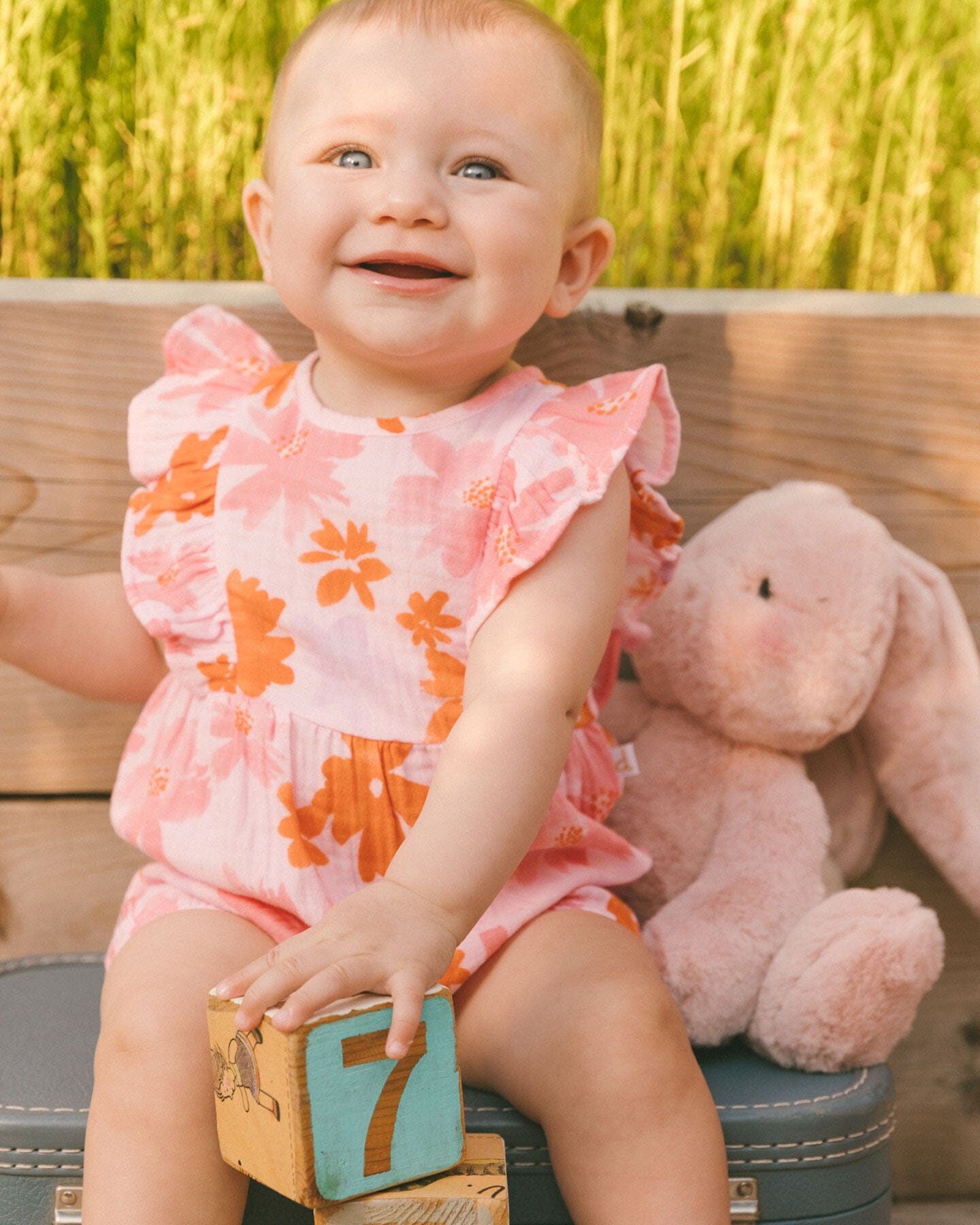 Printed Muslin Romper Pink And Coral Flowers