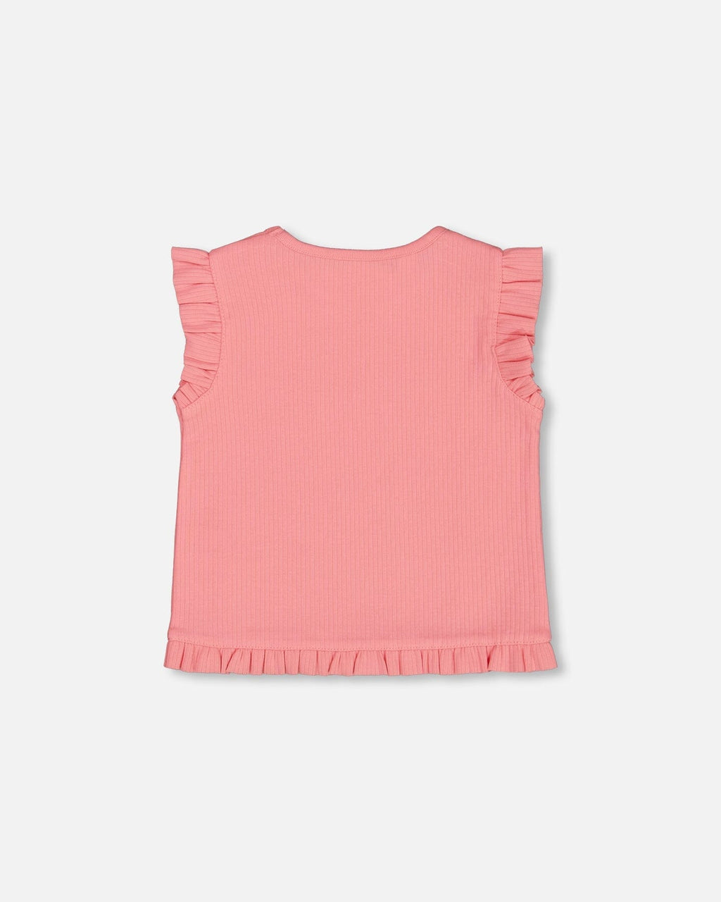 Rib Tank Top With Frills Coral Pink
