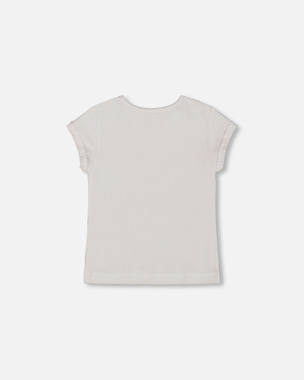 Flat Back Rib Top With Print White And Pink House