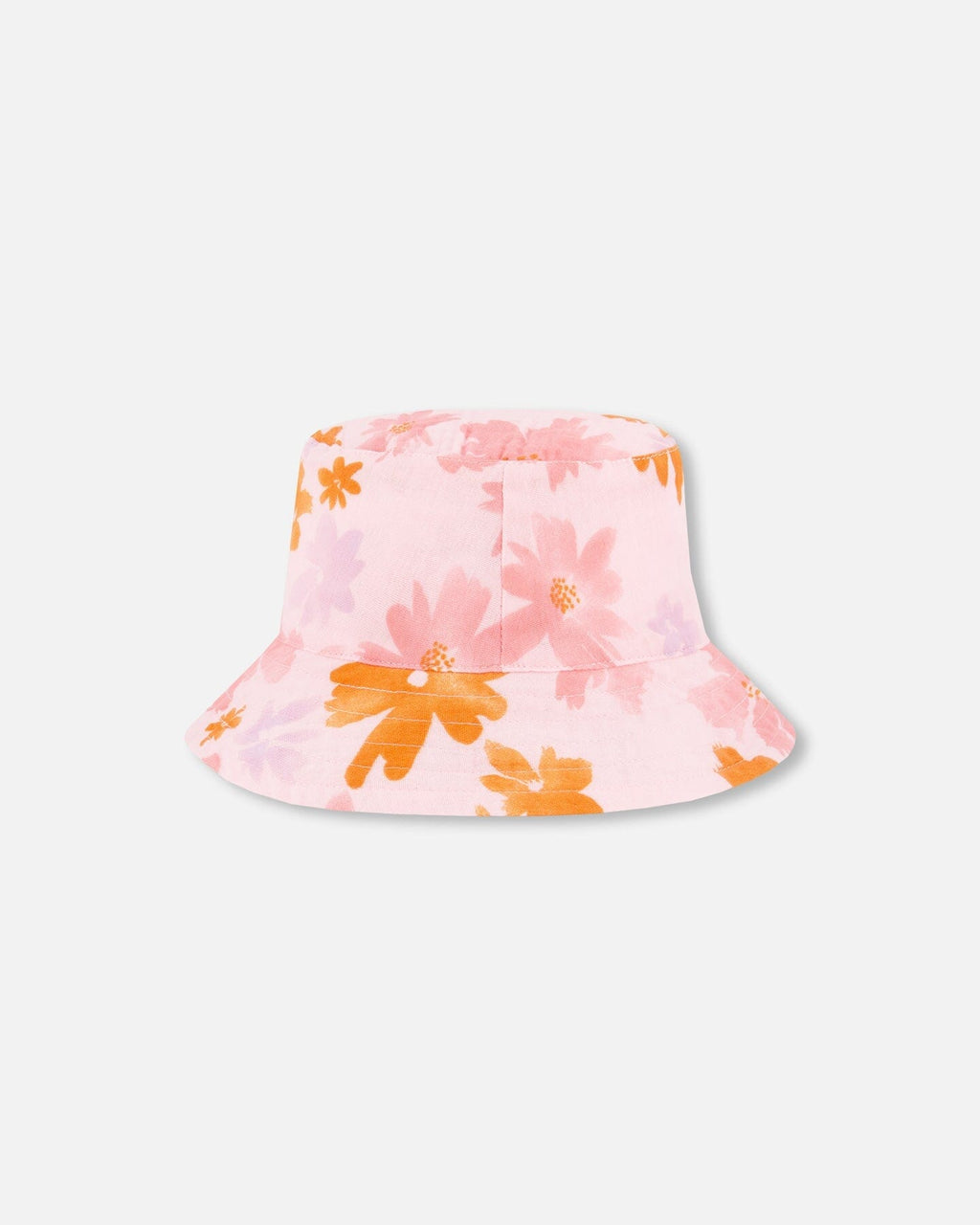 Printed Muslin Bucket Hat Pink And Coral Flowers