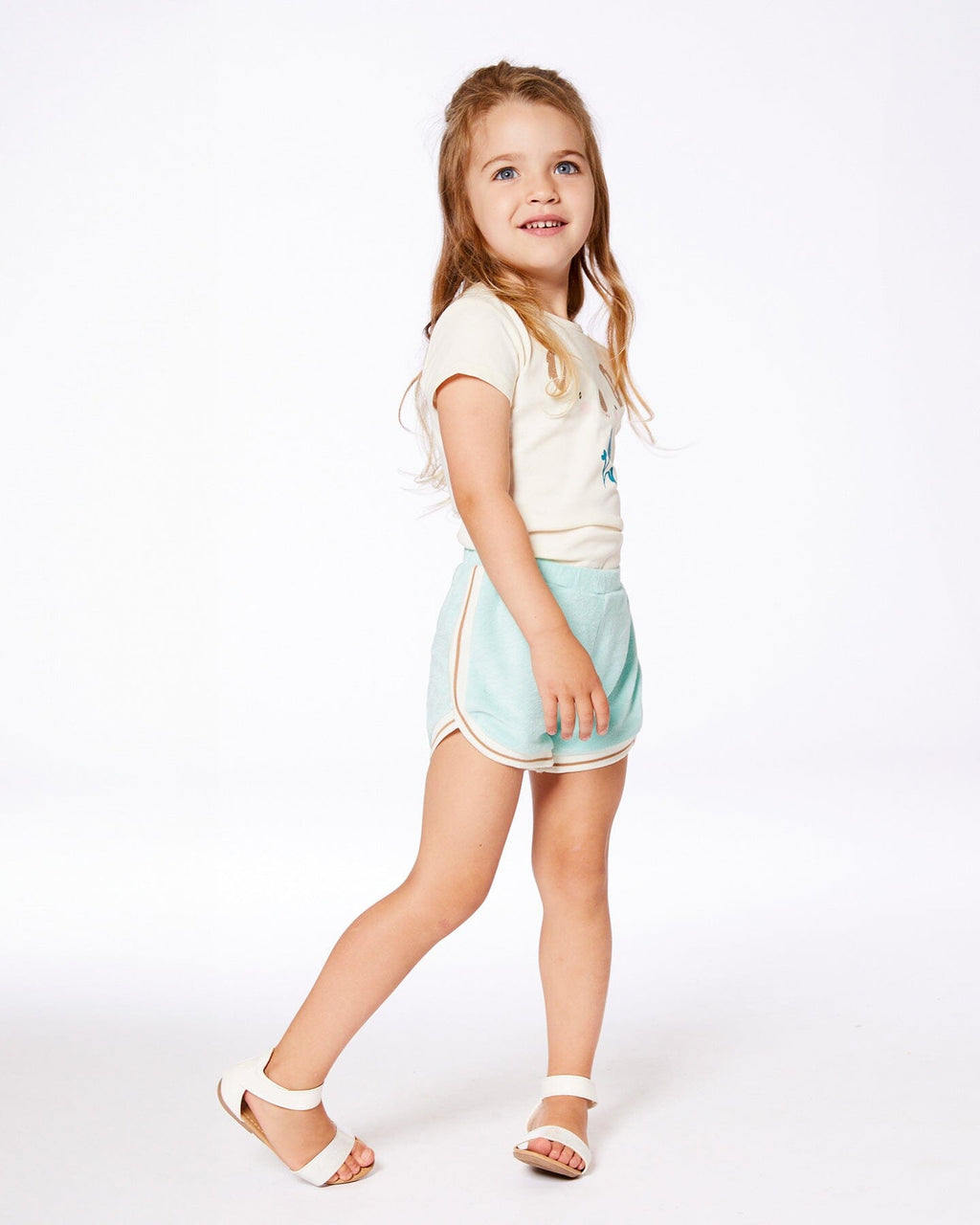 Terry Cloth Short Turquoise And Beige