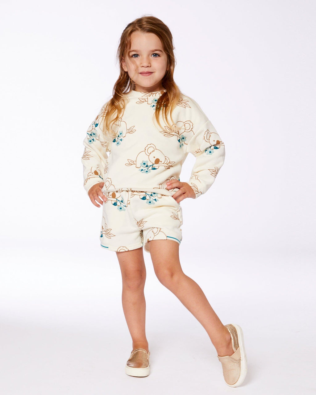 Printed French Terry Sweatshirt Off-White And Koala