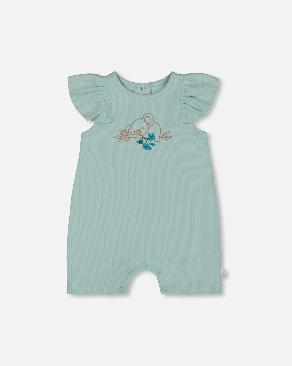 Organic Cotton Romper With Frills Light Blue