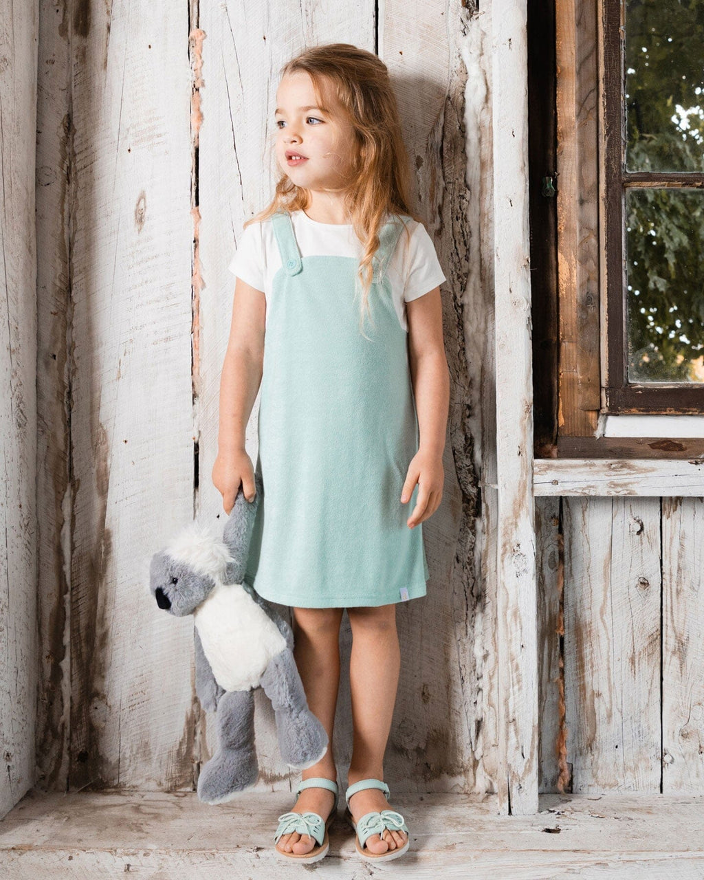 Terry Cloth Dress Turquoise And Off-White