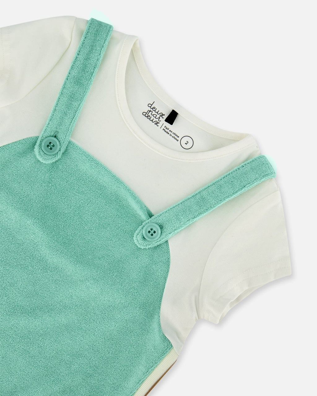 Terry Cloth Dress Turquoise And Off-White