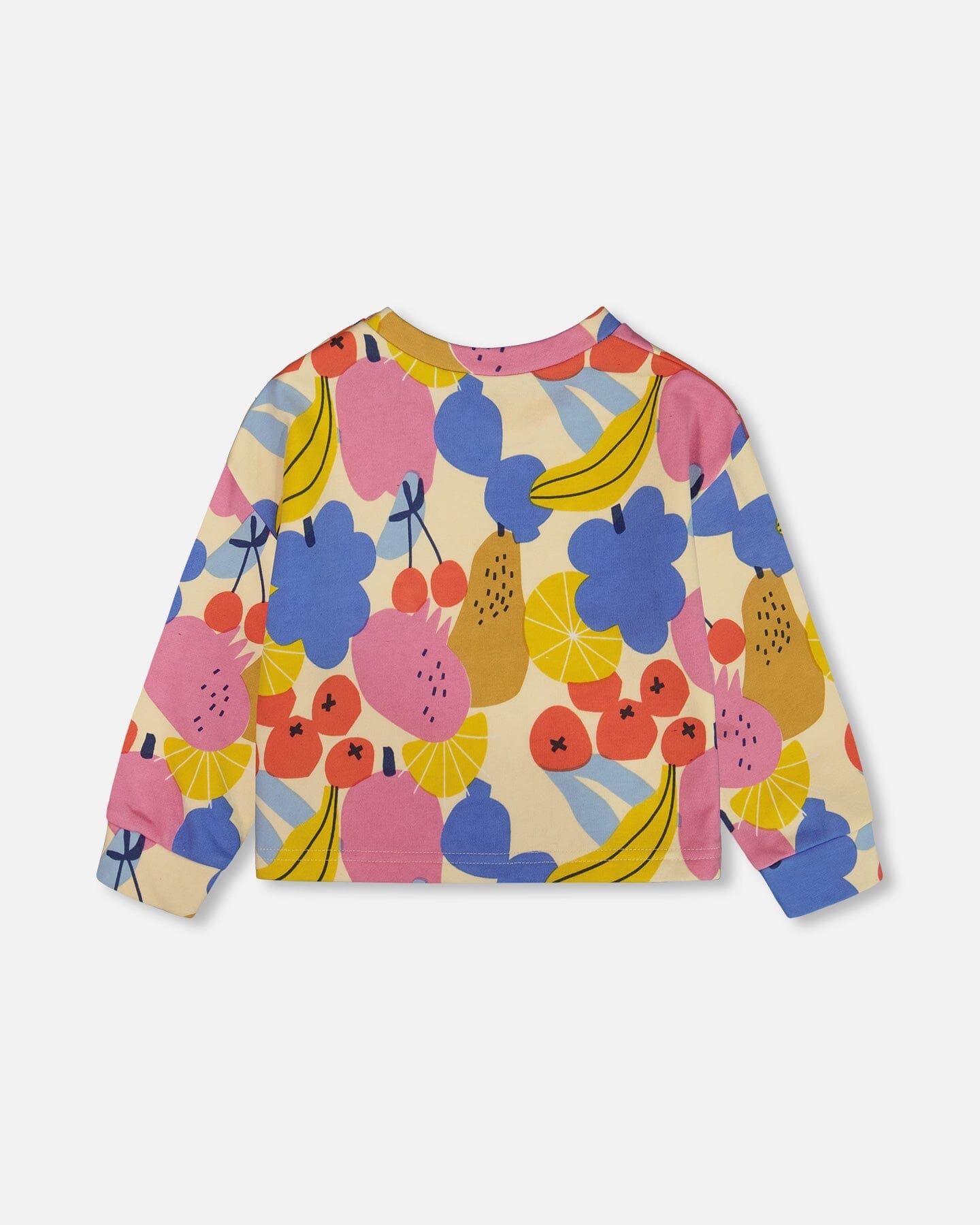 Printed French Terry Sweatshirt Fruits On Yellow Background