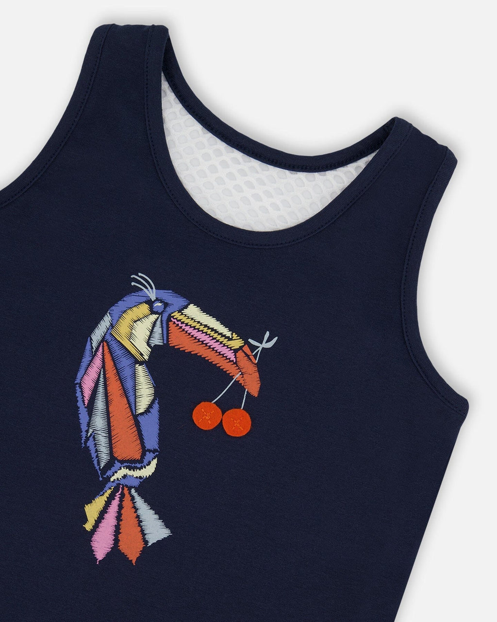 Organic Cotton Tank Top Navy Blue And Toucan