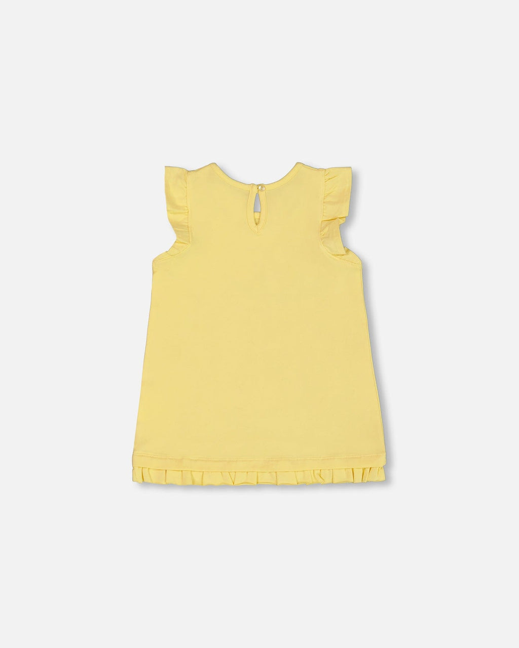Organic Cotton Tunic With Frill And Print Yellow And Flamingo