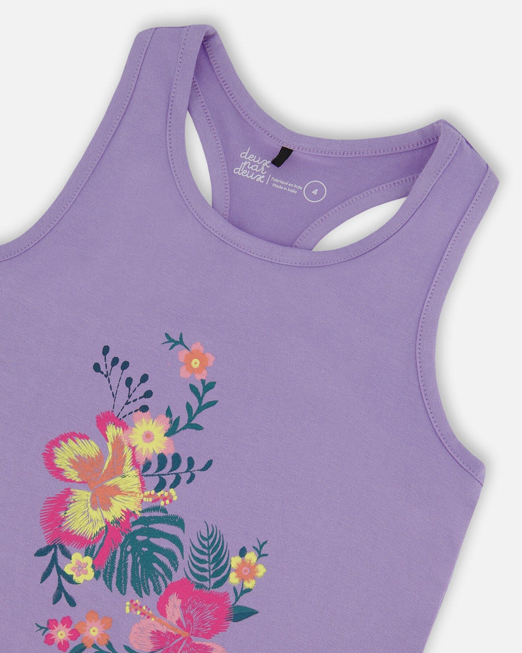 Organic Cotton Racerback Tank Top Floral Mauve