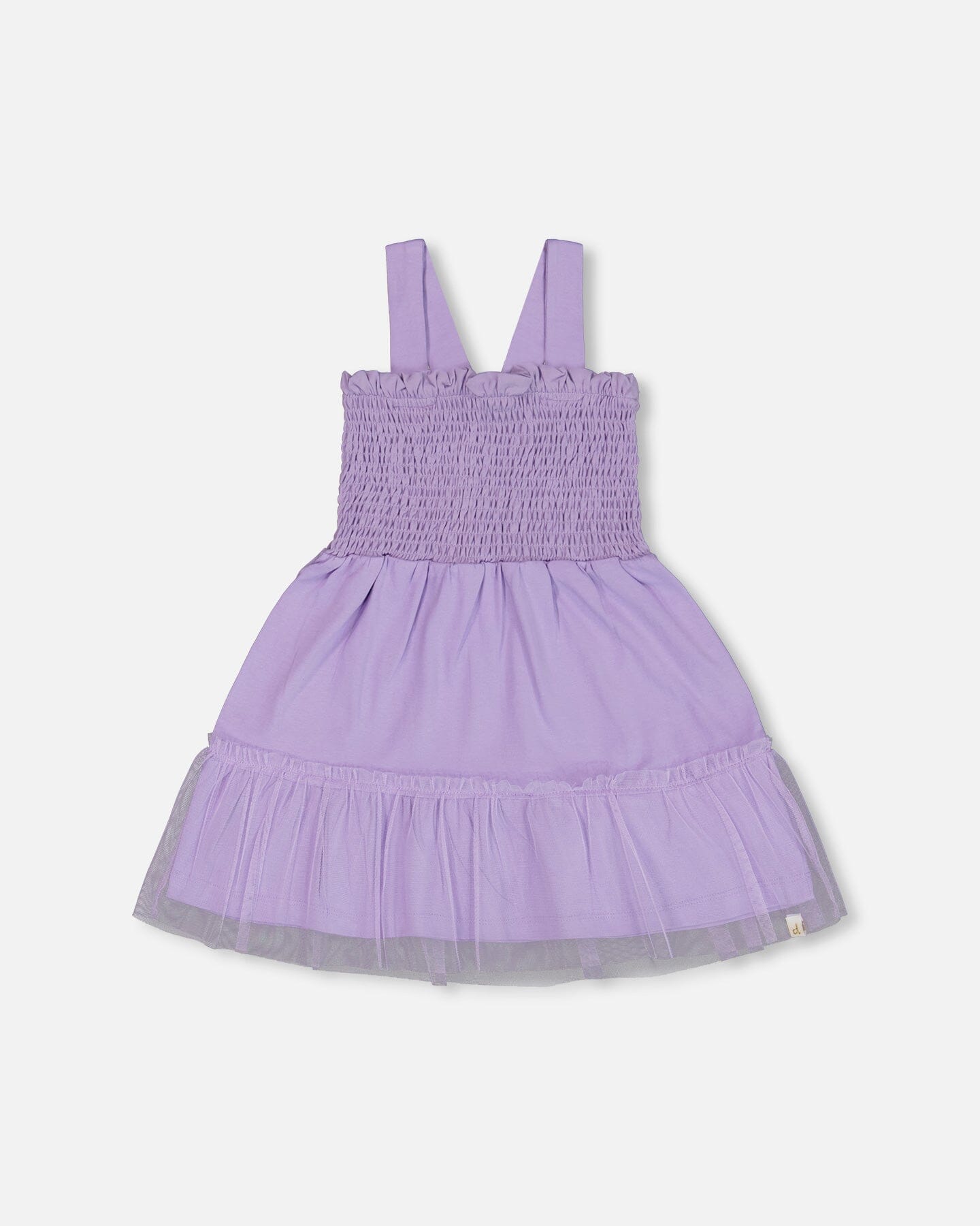 Smocked Organic Cotton Dress With Mesh Frill Lilac