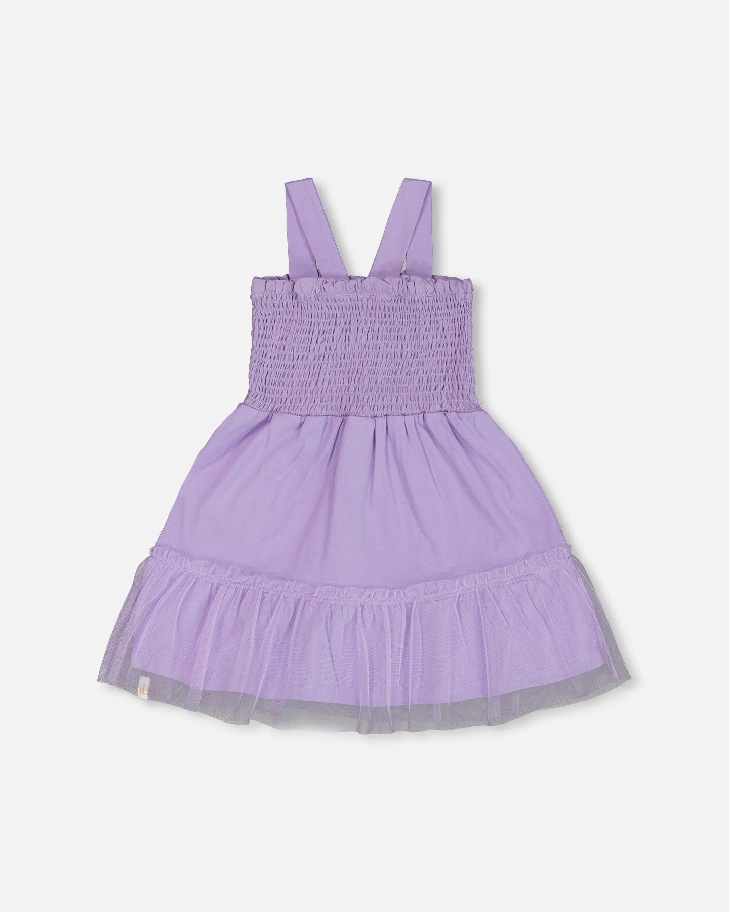 Smocked Organic Cotton Dress With Mesh Frill Lilac