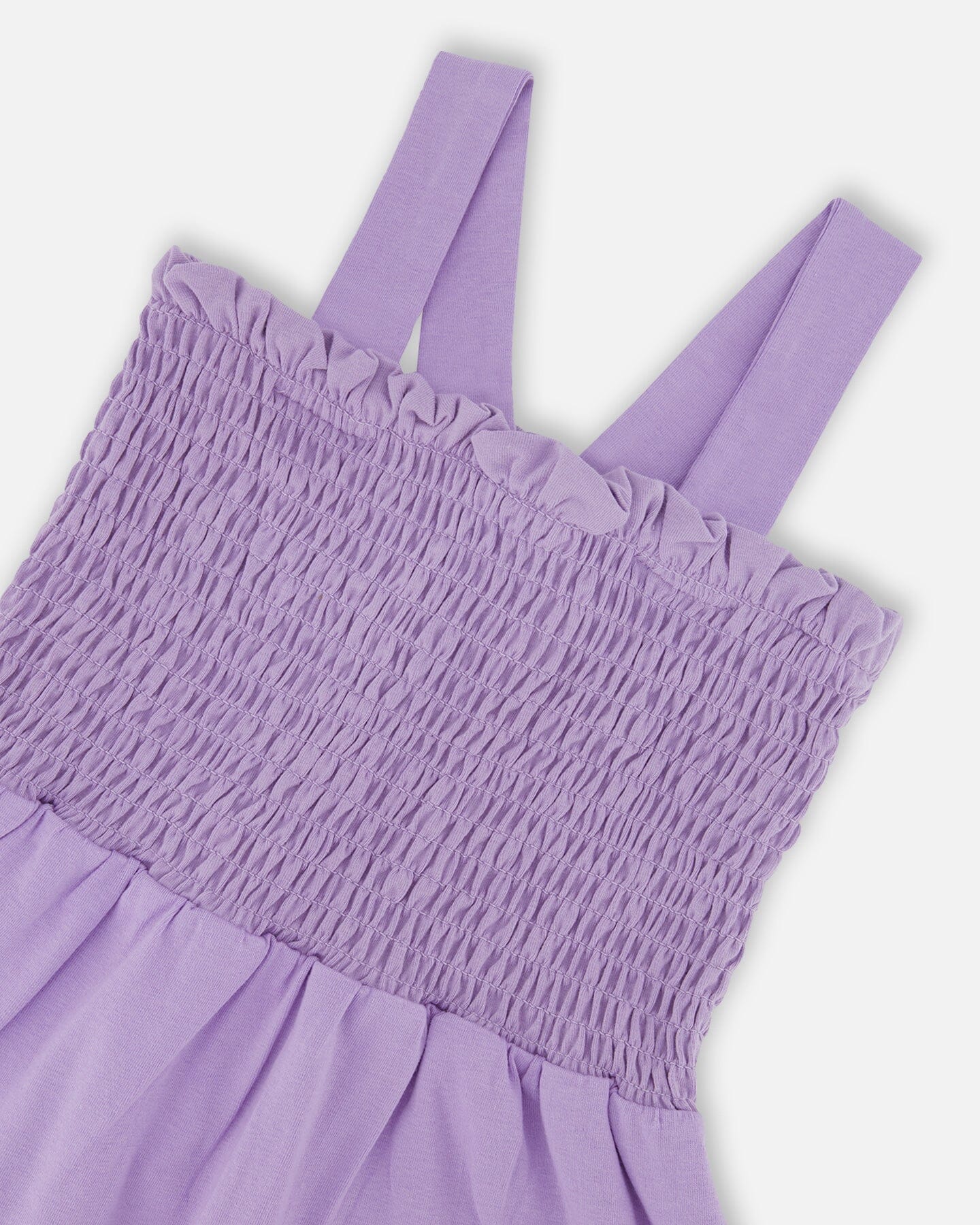 Smocked Organic Cotton Dress With Mesh Frill Lilac