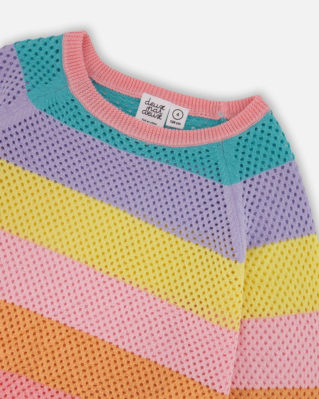 Cotton Sweater With Fringe Multicolor Stripes