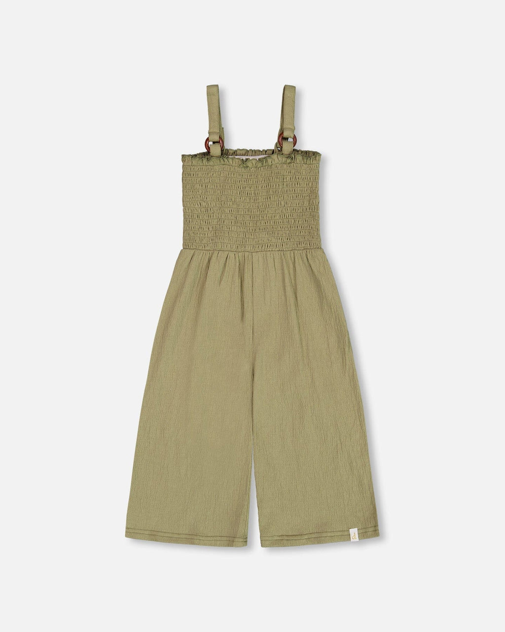 Smocked Crinkle Jersey Jumpsuit Olive Green