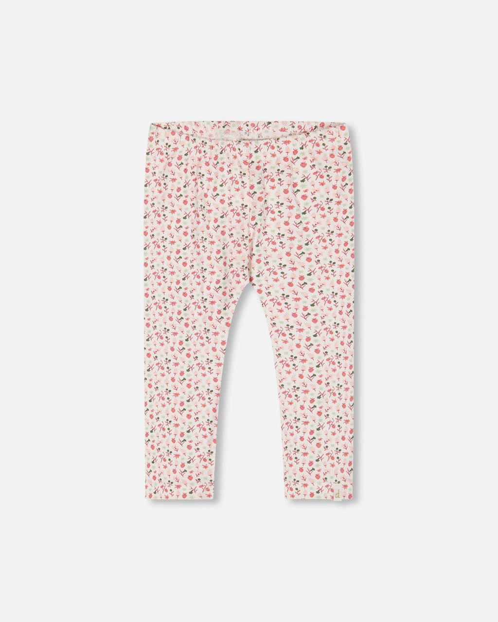 Printed Capri Legging Small Flowers On Cream Background