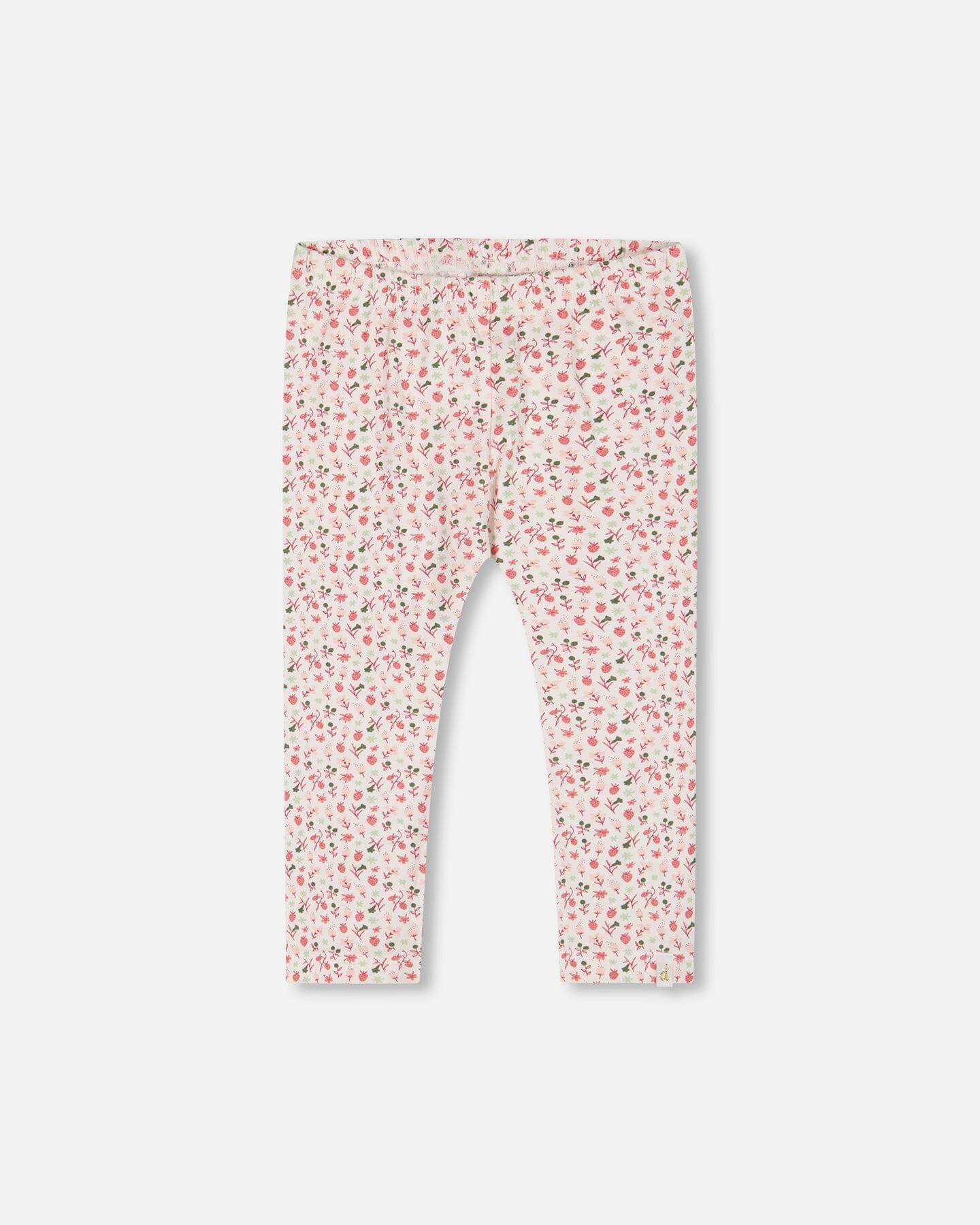 Printed Capri Legging Small Flowers On Cream Background