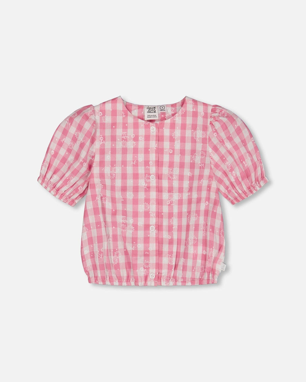 Puff Sleeve Top Pink And White Checks