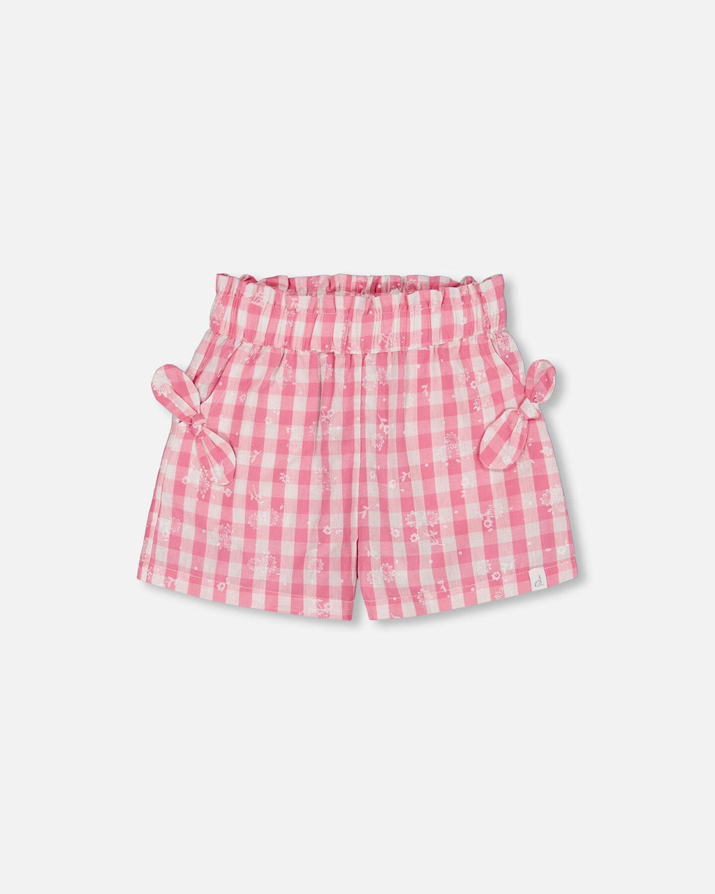 Smocked Waist Short With Knots Pink And White Checks