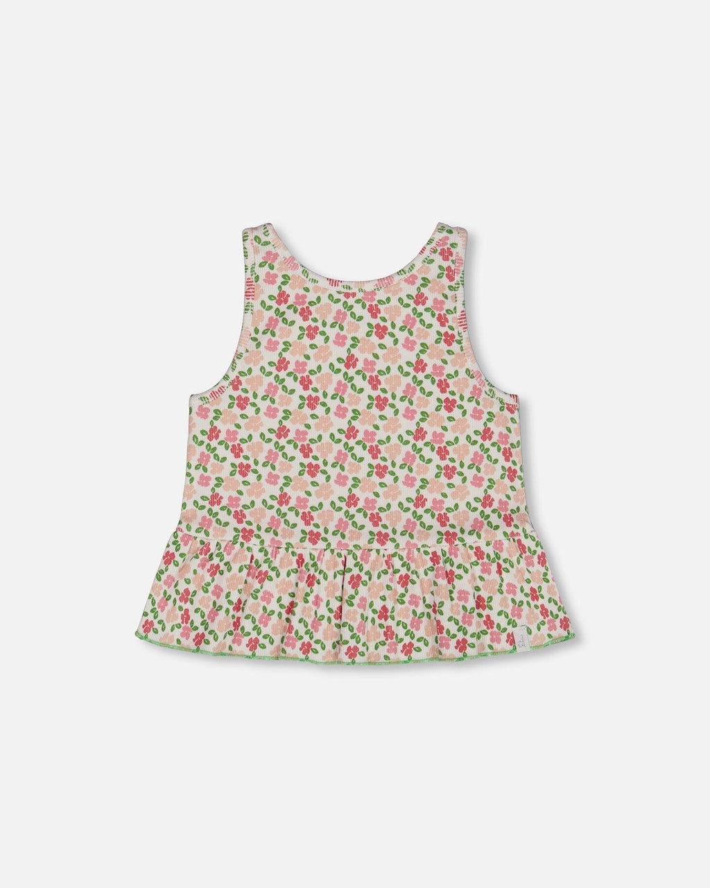 Printed Tank Top With Flounce Small Flowers On White Background