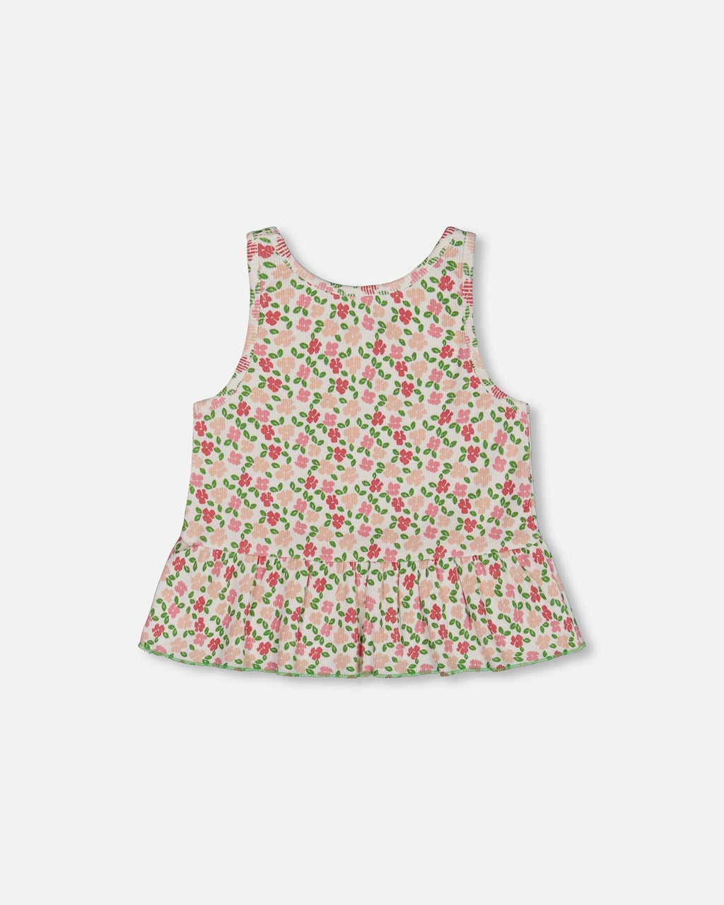 Printed Tank Top With Flounce Small Flowers On White Background