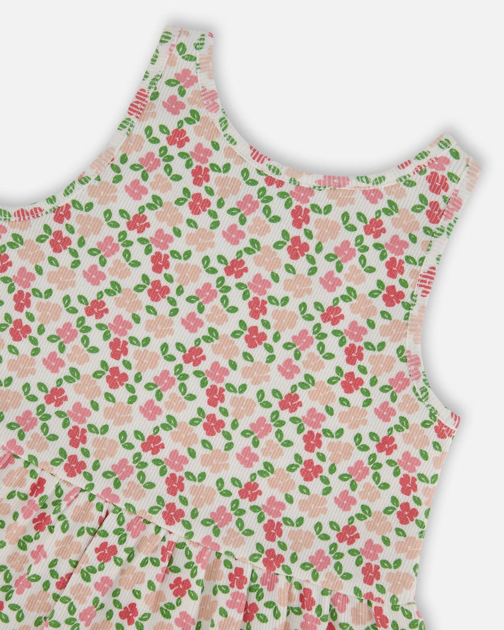 Printed Tank Top With Flounce Small Flowers On White Background