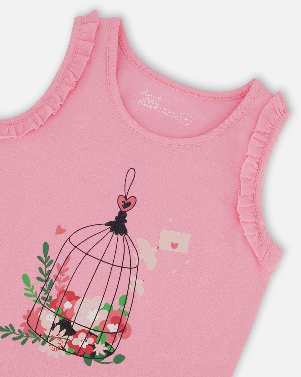 Organic Cotton Tank With Frills Candy Pink