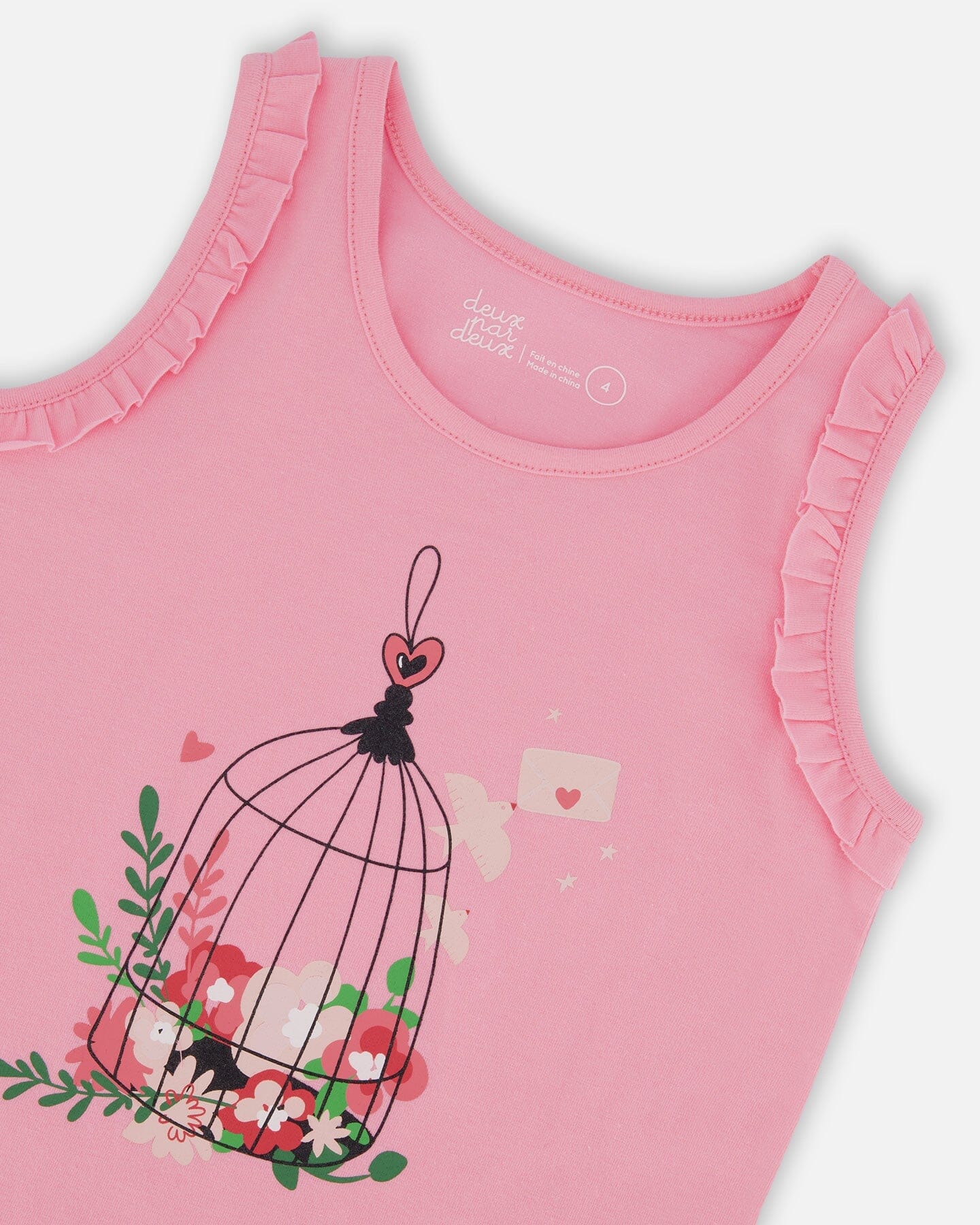 Organic Cotton Tank With Frills Candy Pink