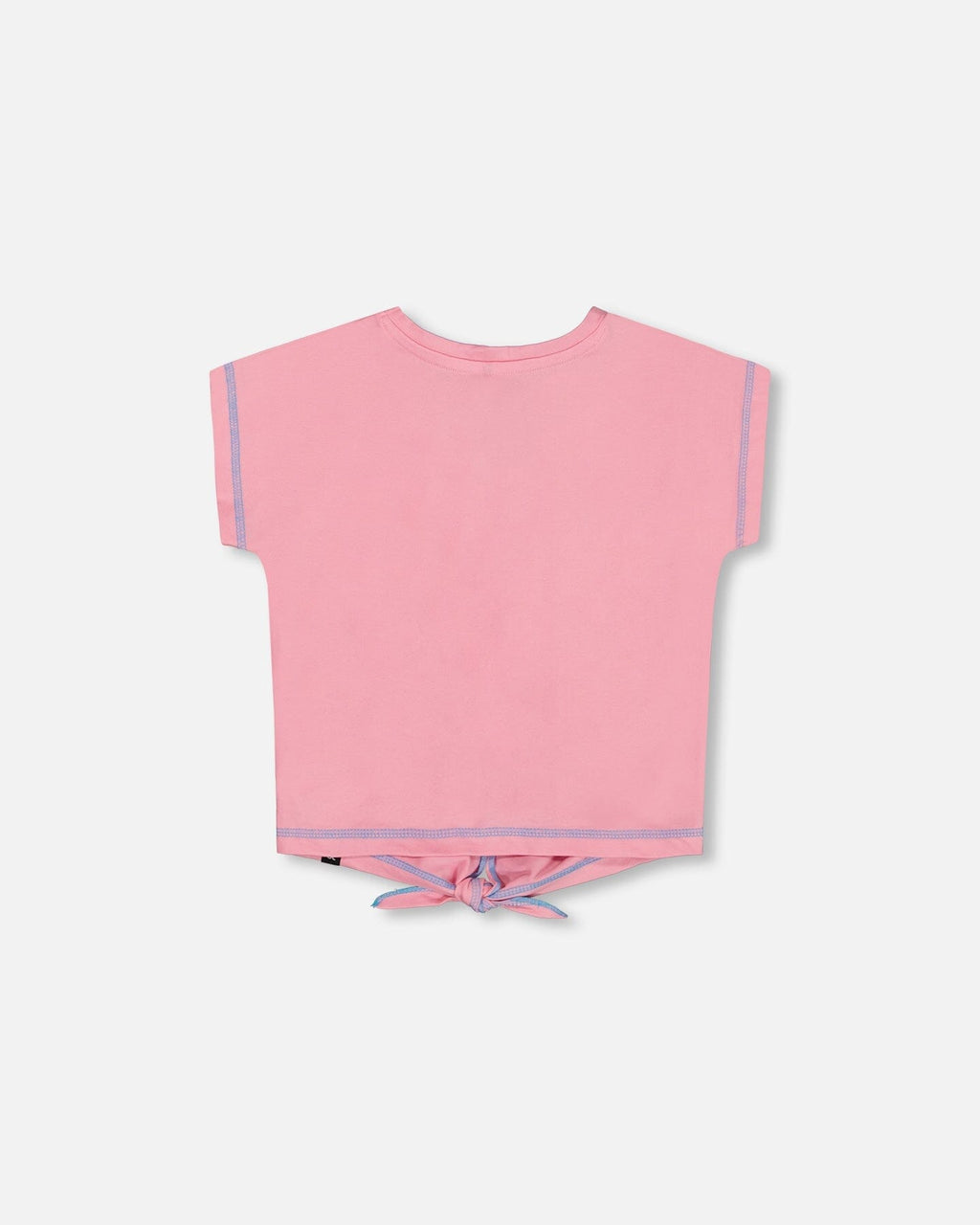 Organic Cotton Tee With Print And Knot Candy Pink