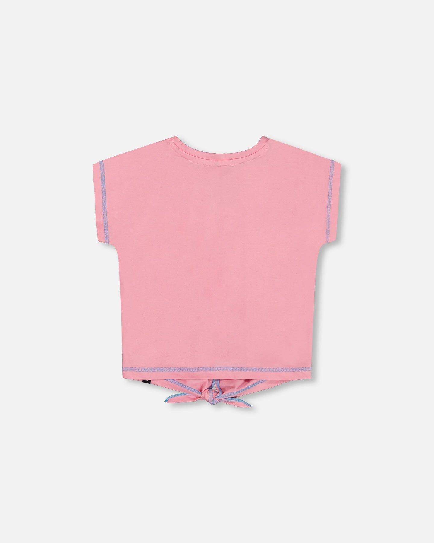 Organic Cotton Tee With Print And Knot Candy Pink