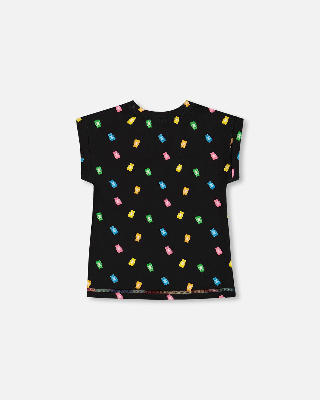 Rolled Sleeve Tee With Print Black And Multicolored Gummies