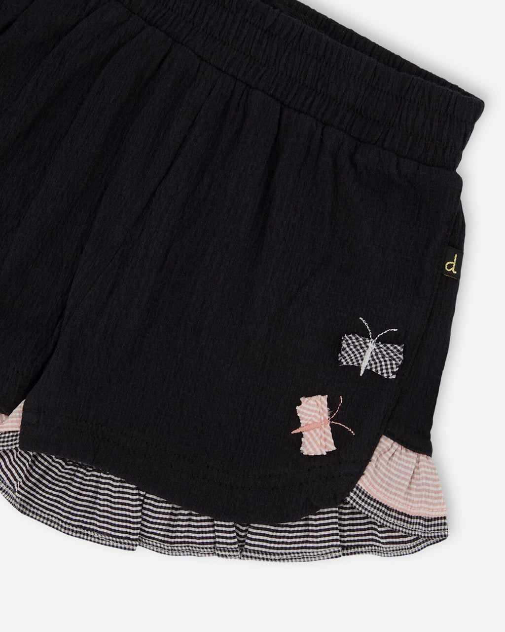 Crinkle Short With Frills Black And Butterflies