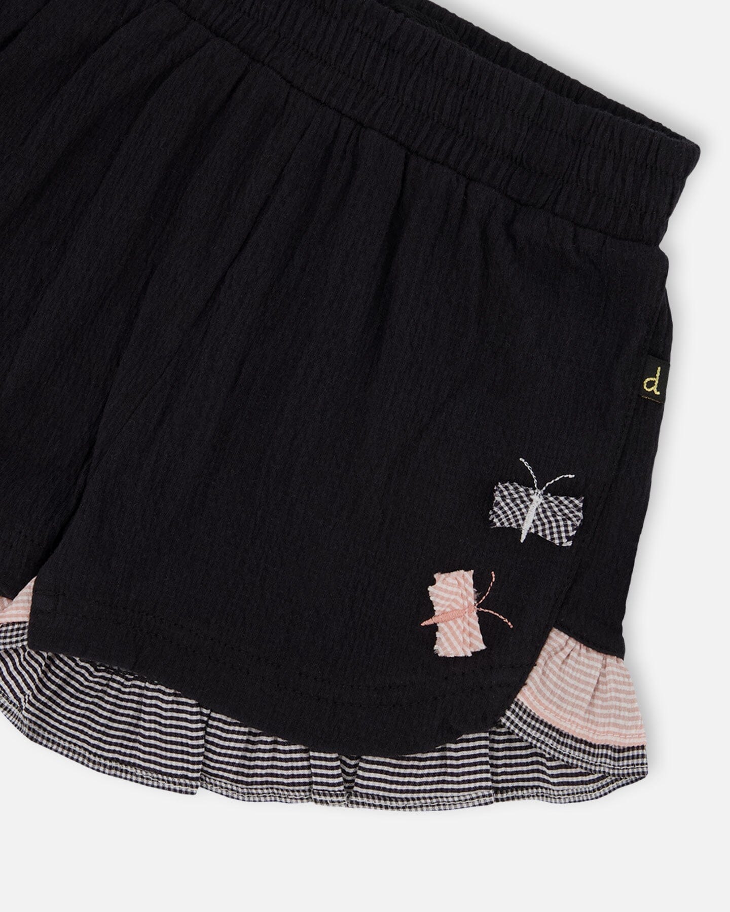 Crinkle Short With Frills Black And Butterflies
