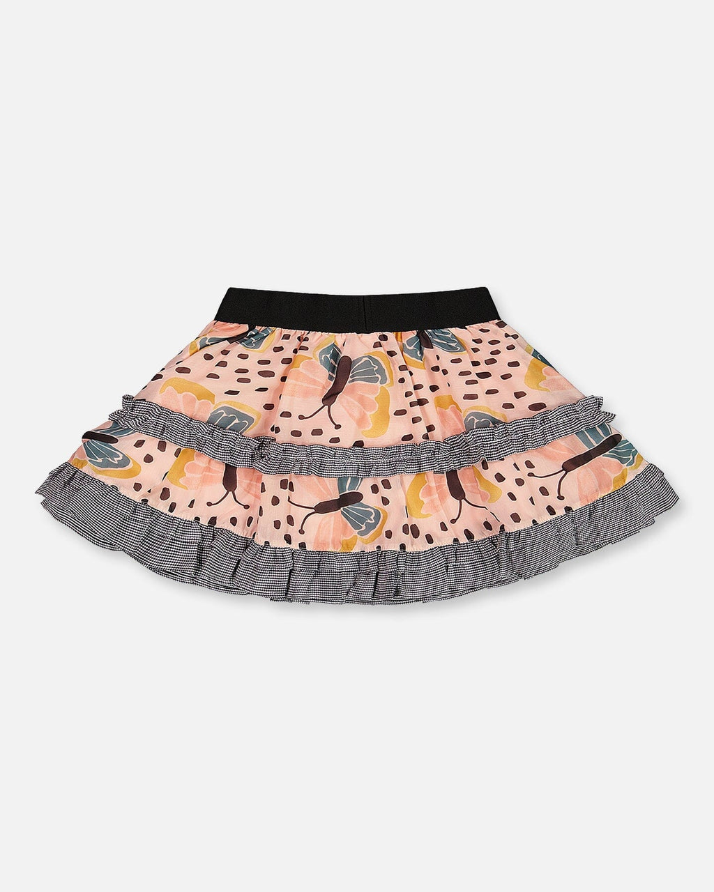 Printed Ruffle Skirt Black And Pink Butterflies