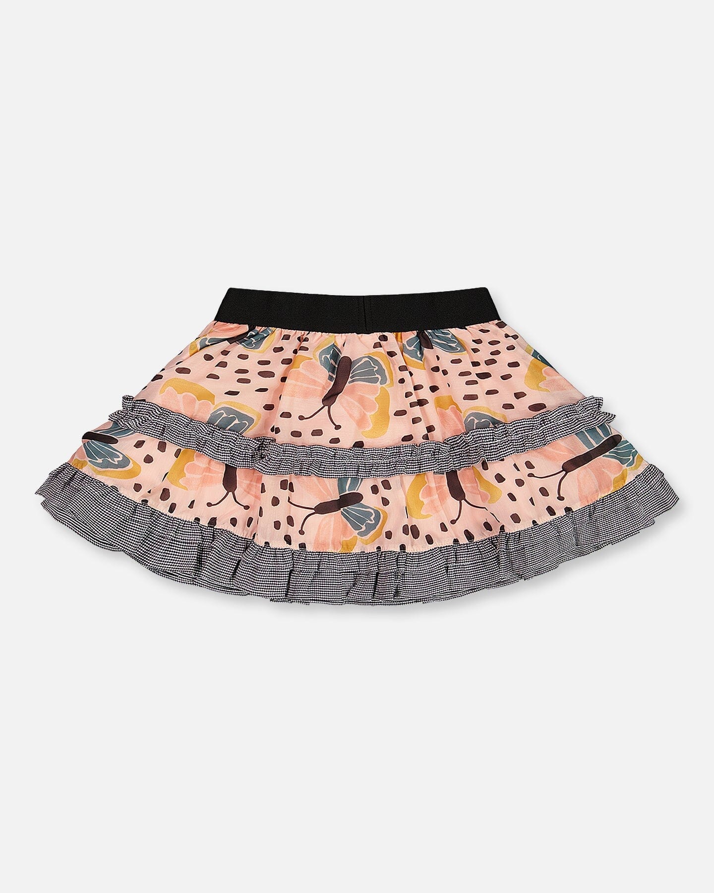 Printed Ruffle Skirt Black And Pink Butterflies