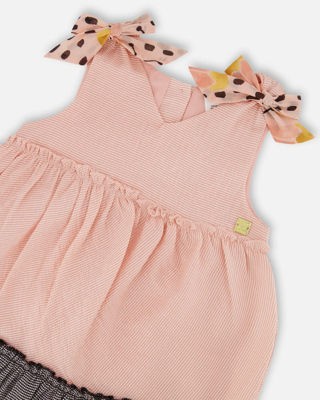 Tiered Dress With Bows Pink And Black