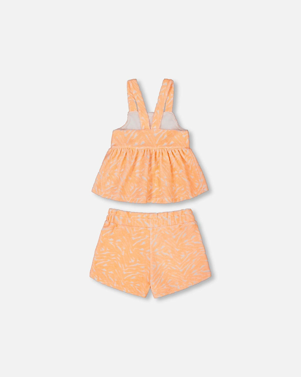 Printed Terry Tank Top And Shorts Set Vibrant Orange And White