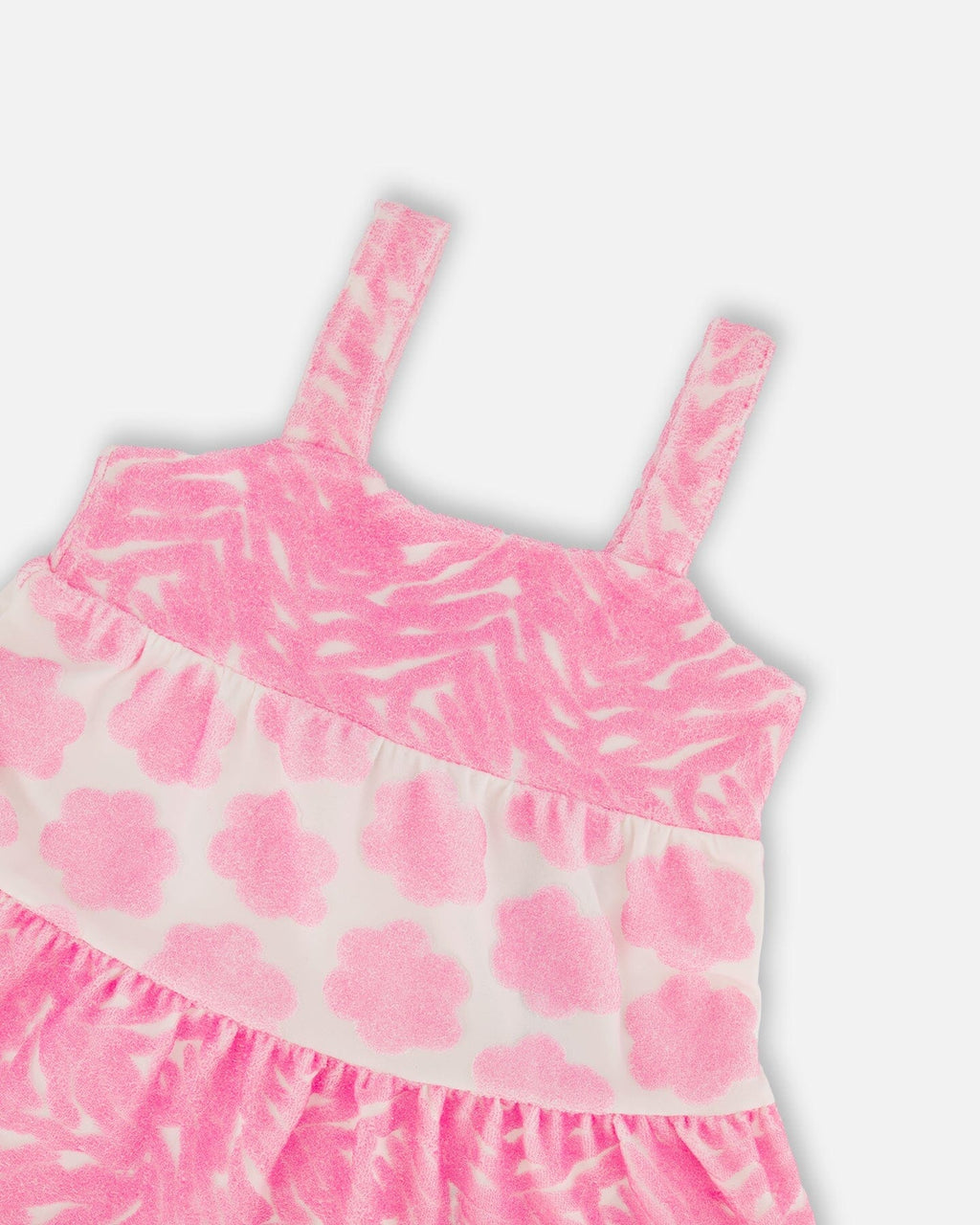 Printed Terry Beach Dress Pink And White