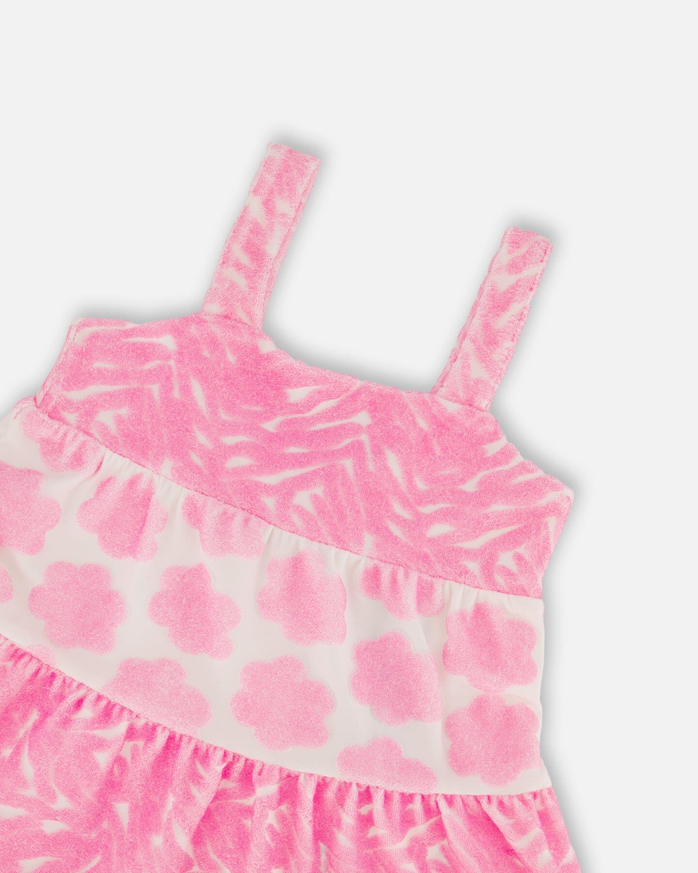 Printed Terry Beach Dress Pink And White