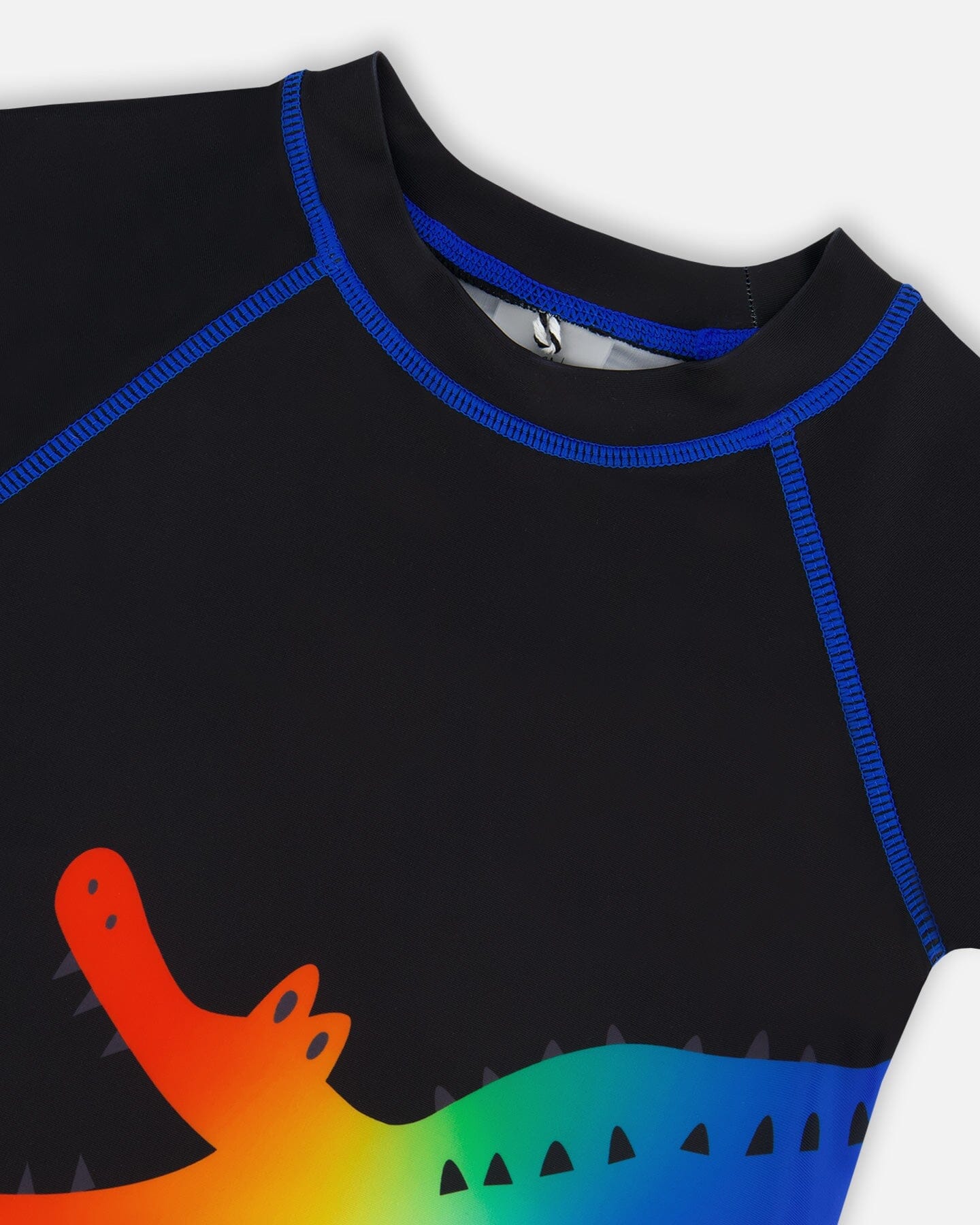 Short Sleeve Rashguard Black And Multicolored Crocodiles