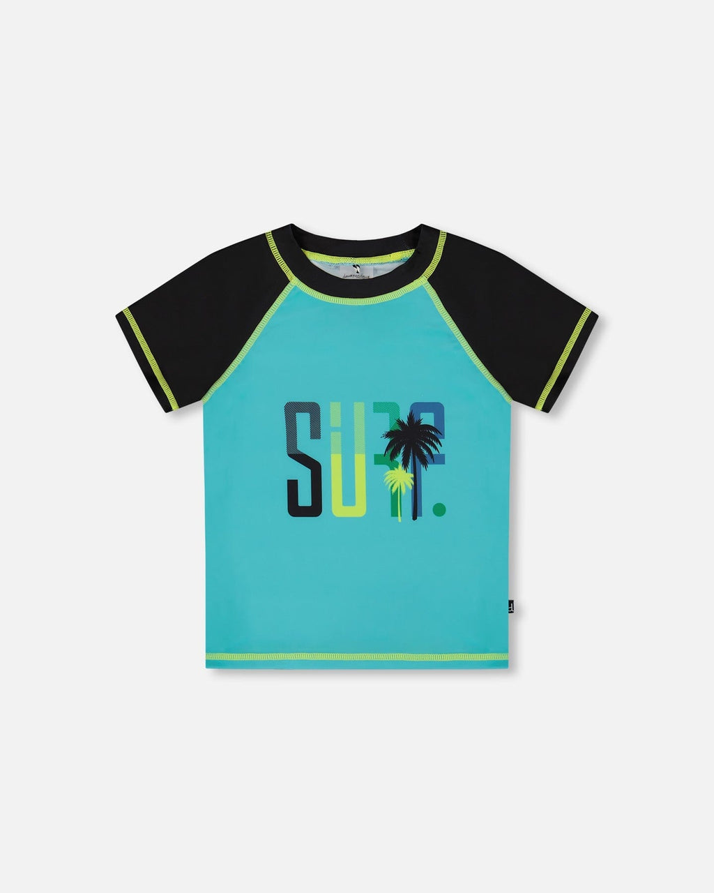 Short Sleeve Rashguard Black And Turquoise
