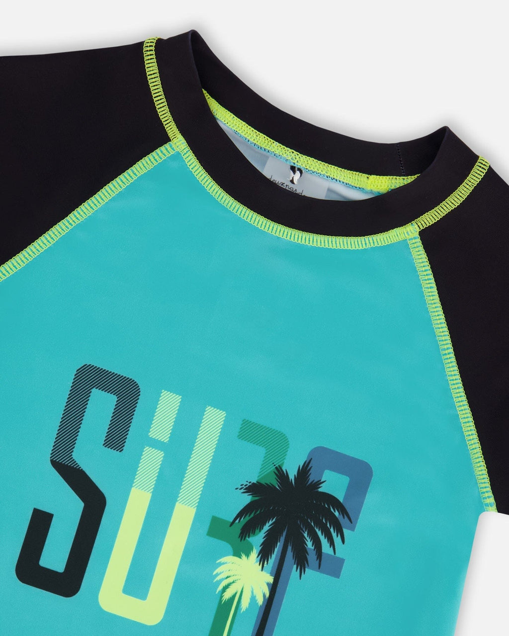 Short Sleeve Rashguard Black And Turquoise