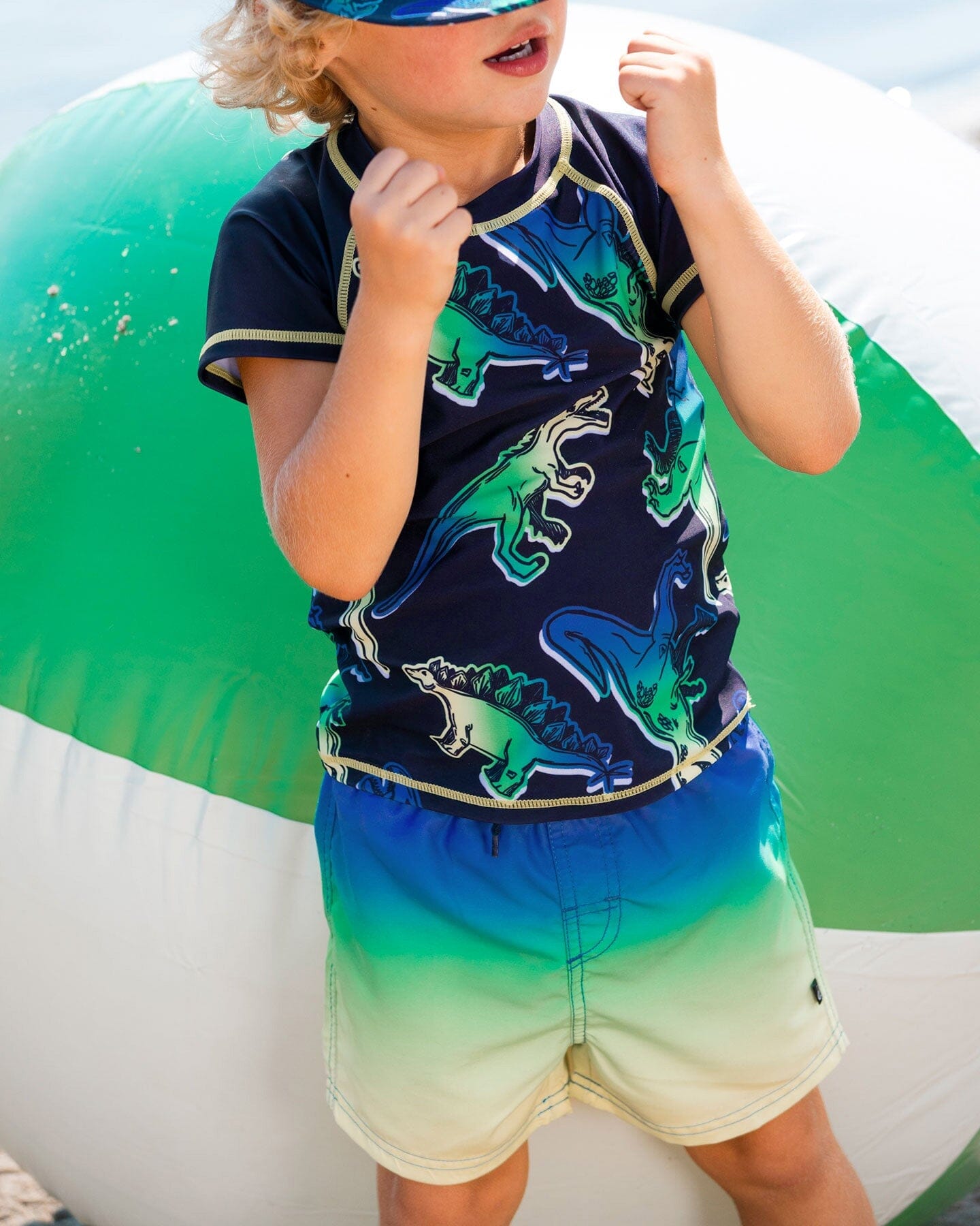 Swim Trunks Blue, Green, And Lime Gradient