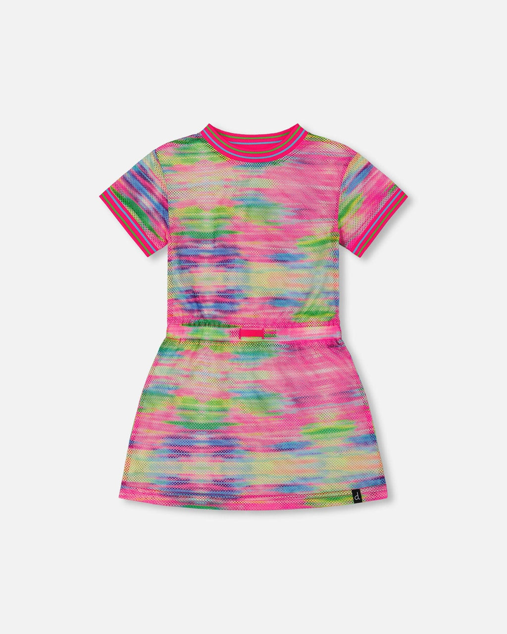 Short Sleeve Mesh Beach Dress Multicolored