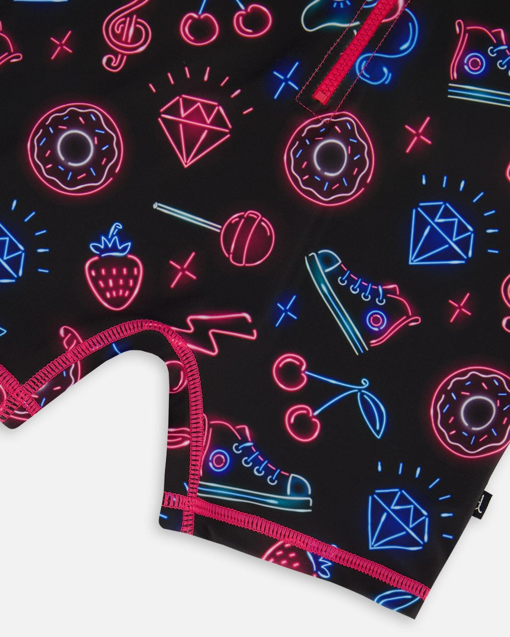 Printed Long Sleeve One-Piece Rashguard Black And Blue And Pink Items