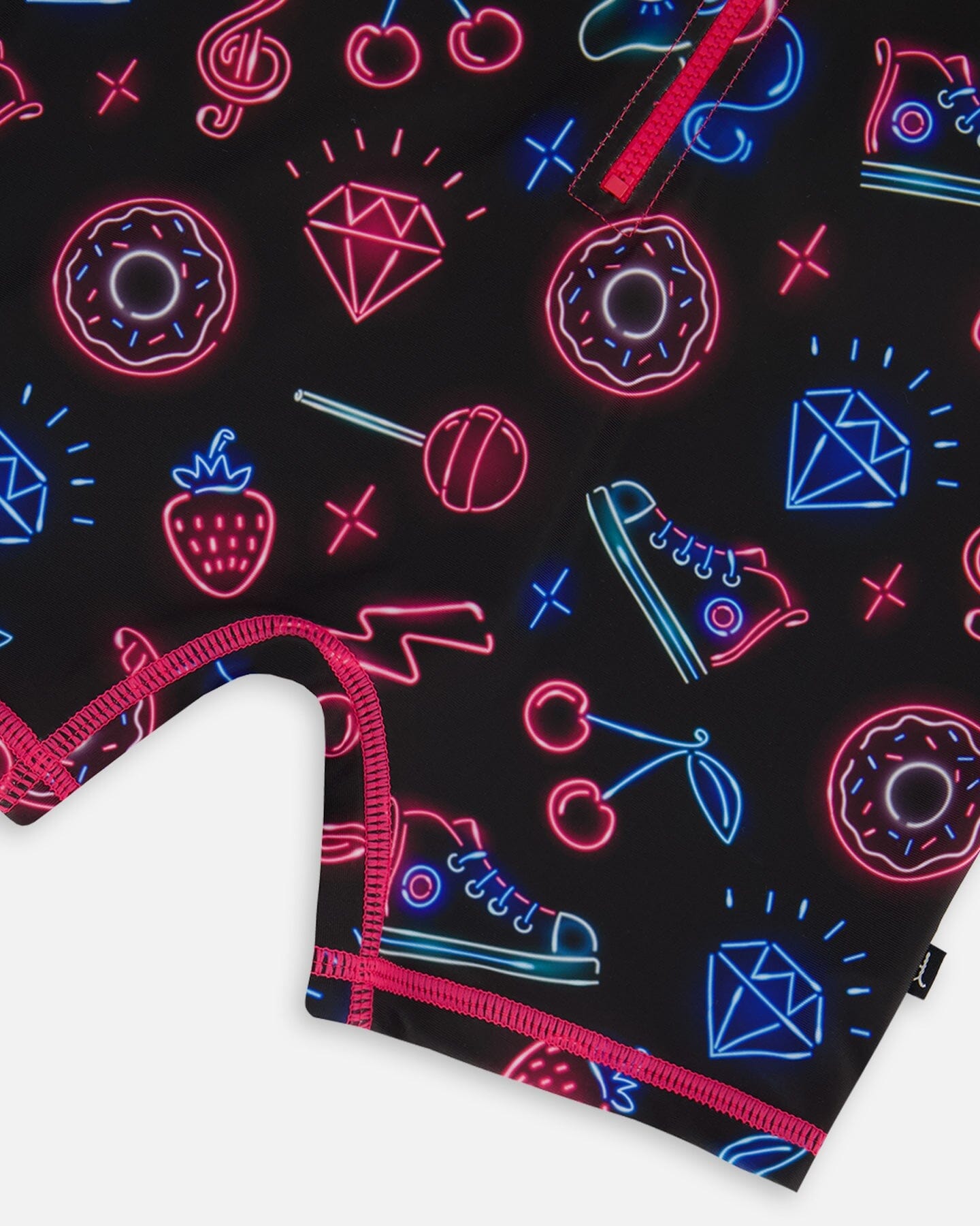 Printed Long Sleeve One-Piece Rashguard Black And Blue And Pink Items